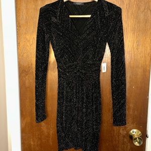BLACK SPARKLE LONG SLEEVE MINI DRESS! BRAND NEW WITH TAGS